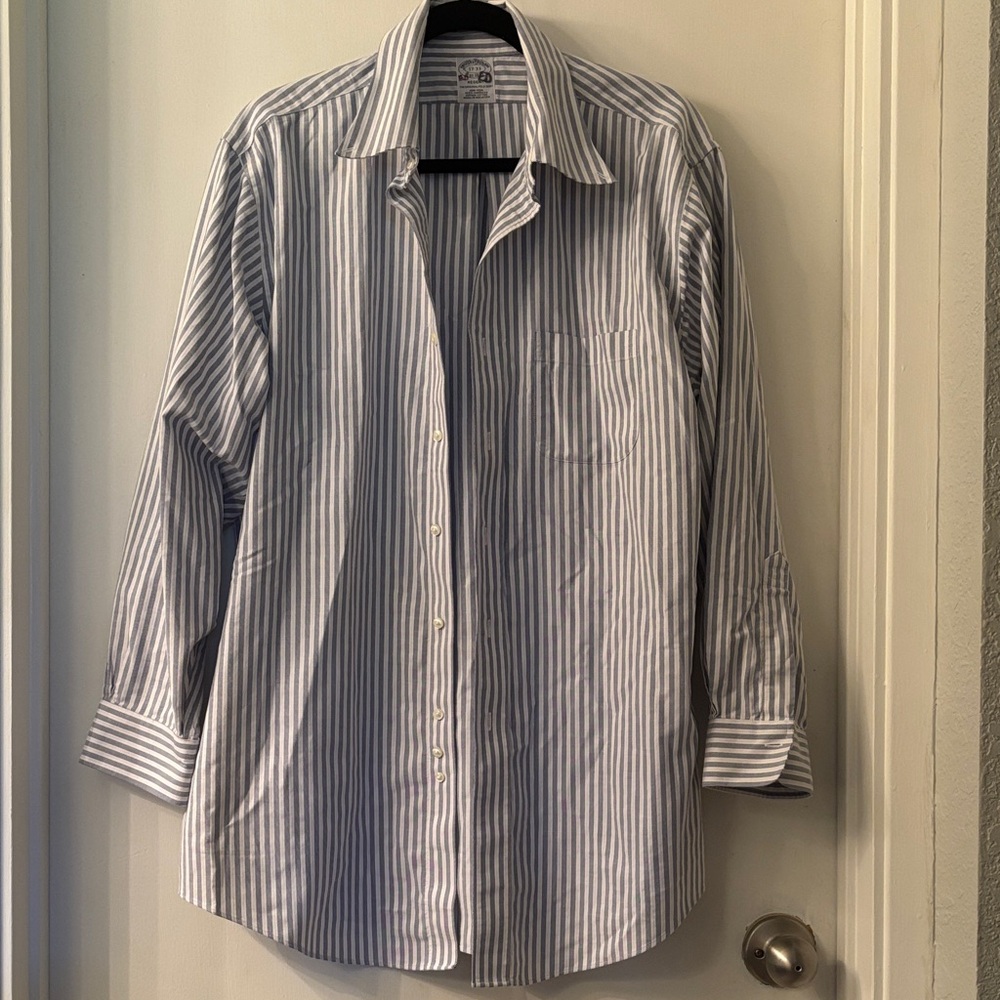 Brooks Brothers Men’s Classic Blue and White Striped Shirt